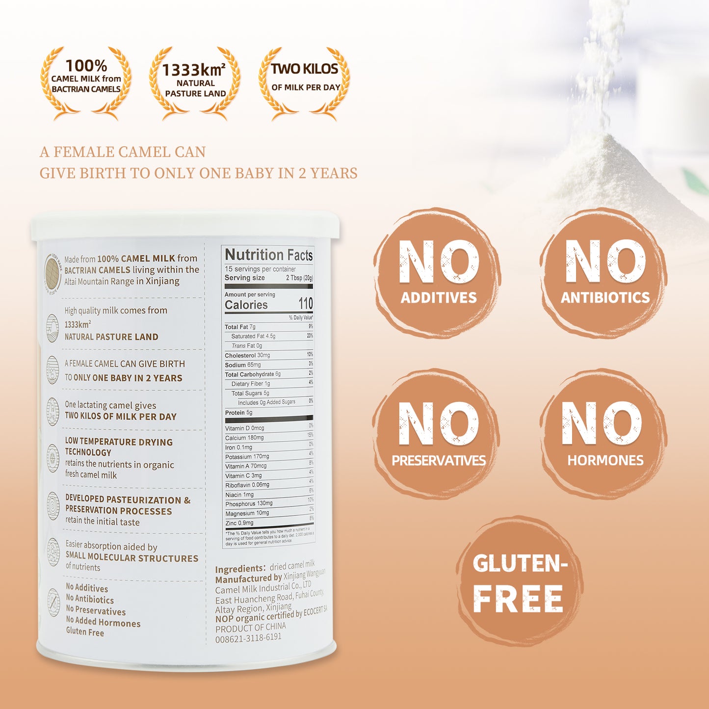 WANG YUAN ALTAI BACTRIAN Camel Milk Powder-Mature Milk