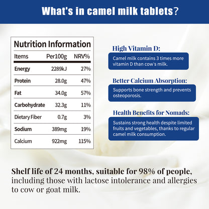 WANG YUAN Altai Bactrian Camel Milk Tablets · Shelf Life of 24 Months at Room Temperature